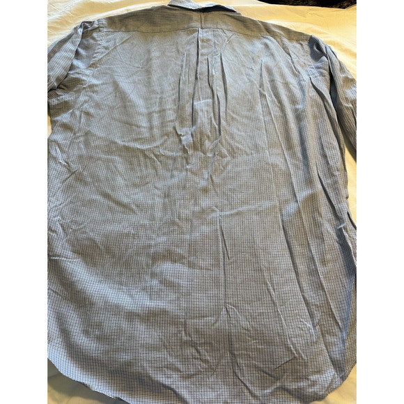 Ralph Lauren Yarmouth Blue/Black Gingham Check Blue Pony Button Up Shirt Size 17 - Picture 10 of 11